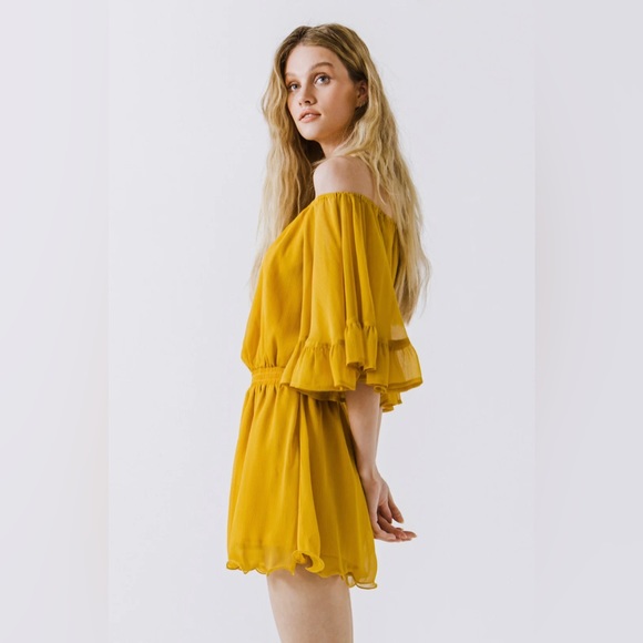 Endless Rose Ruffled Sleeve Romper in Honey Yellow - Picture 3 of 7